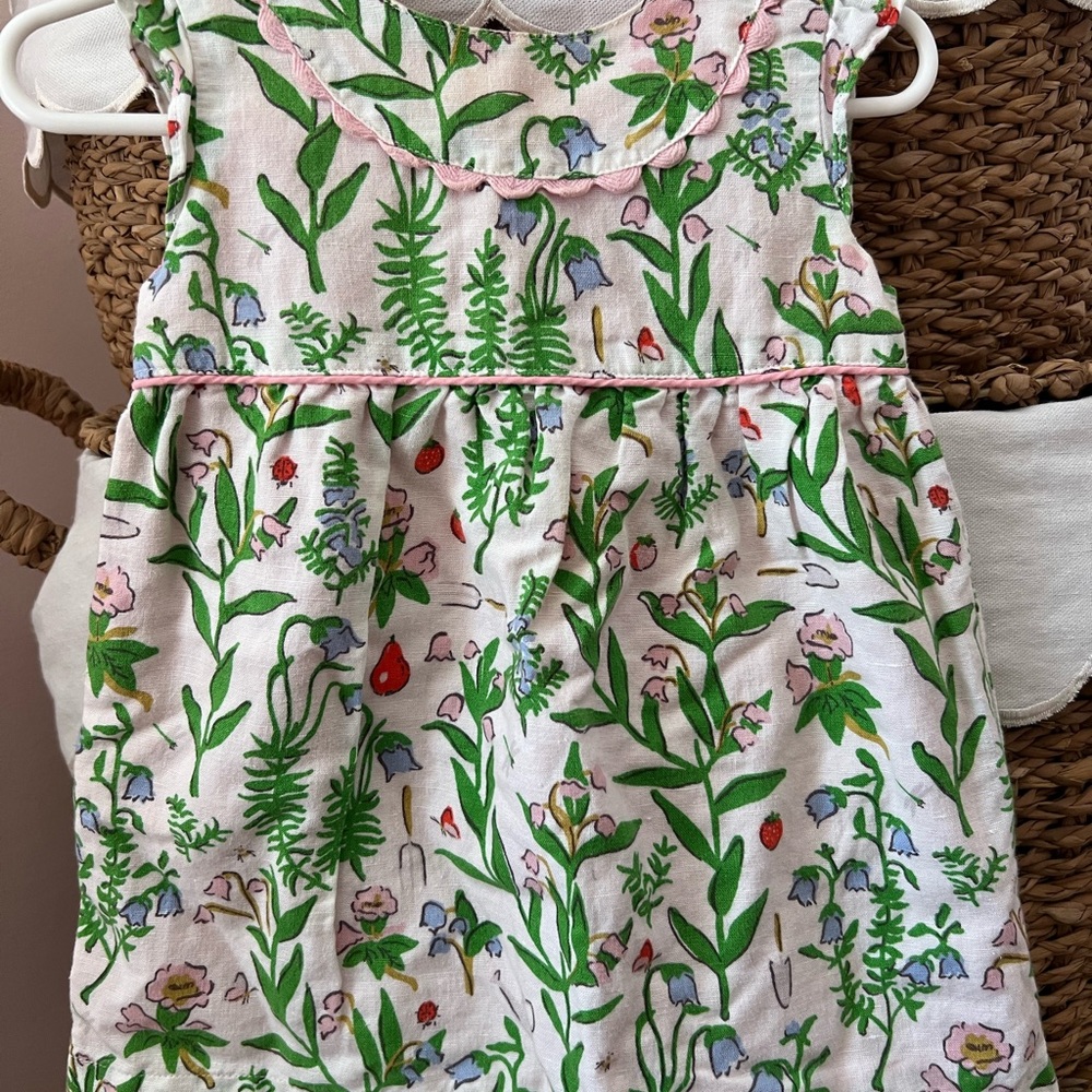 Baby Boden Floral Dress - Green and Pink